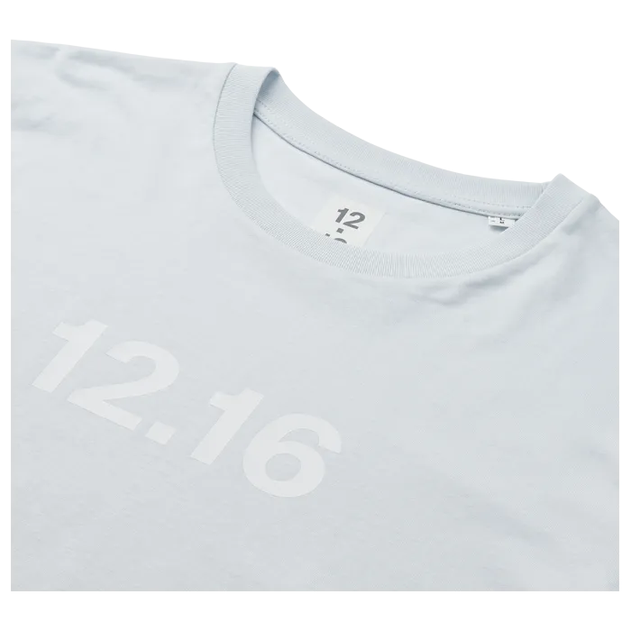 Twelve Sixteen Tee 100% Organic 12.16 logo - Baby Blue