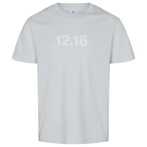 Twelve Sixteen Tee 100% Organic 12.16 logo - Baby Blue