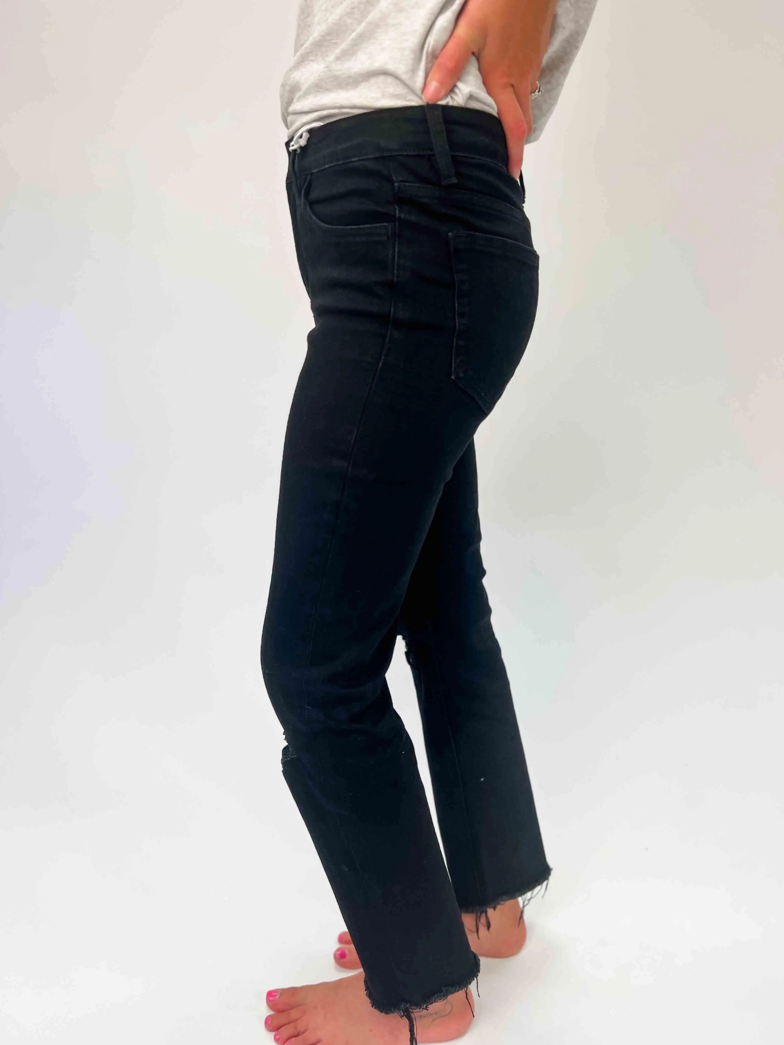 VERVET: JEANNE High Rise Crop Straight Jeans