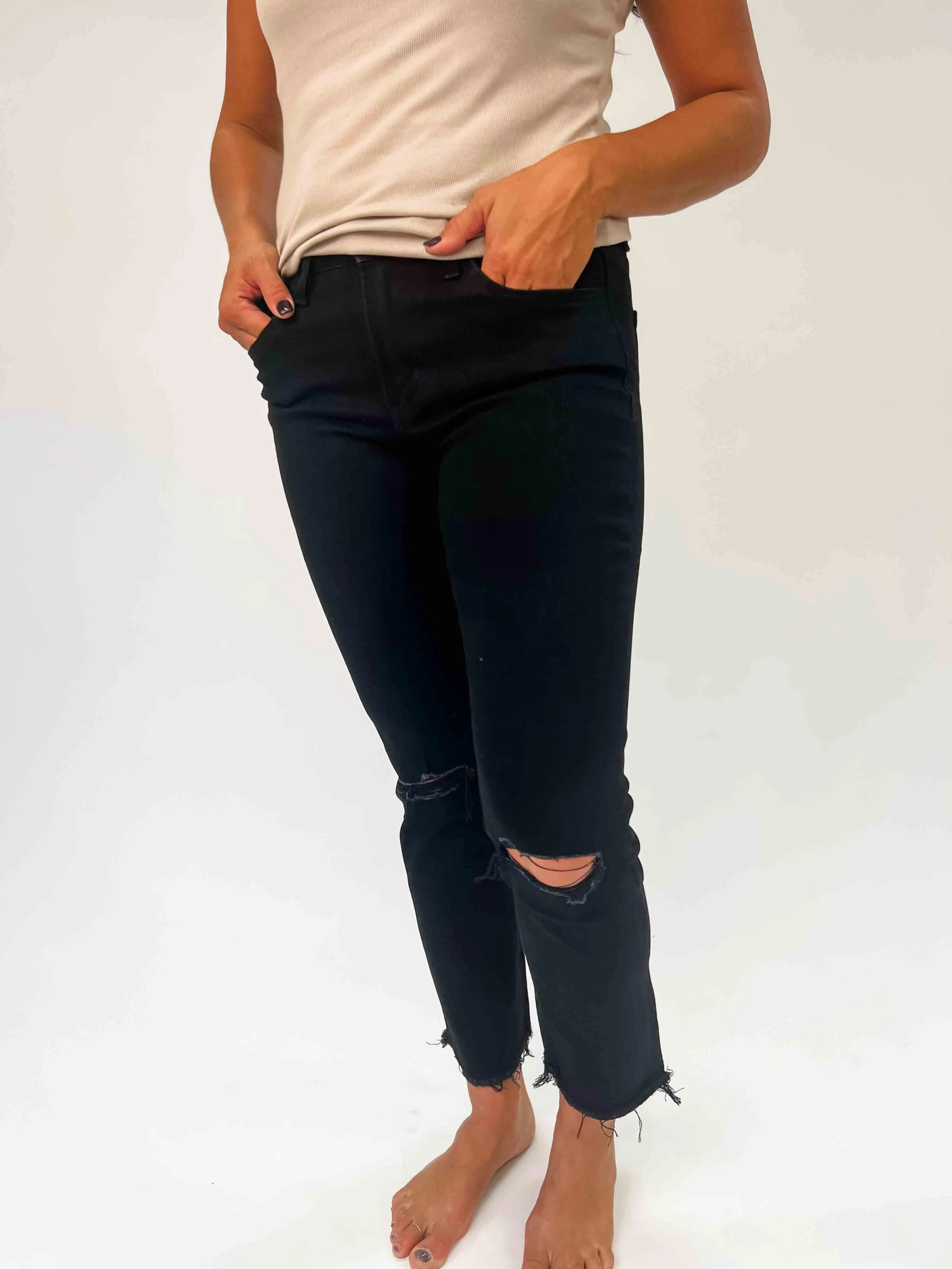 VERVET: JEANNE High Rise Crop Straight Jeans