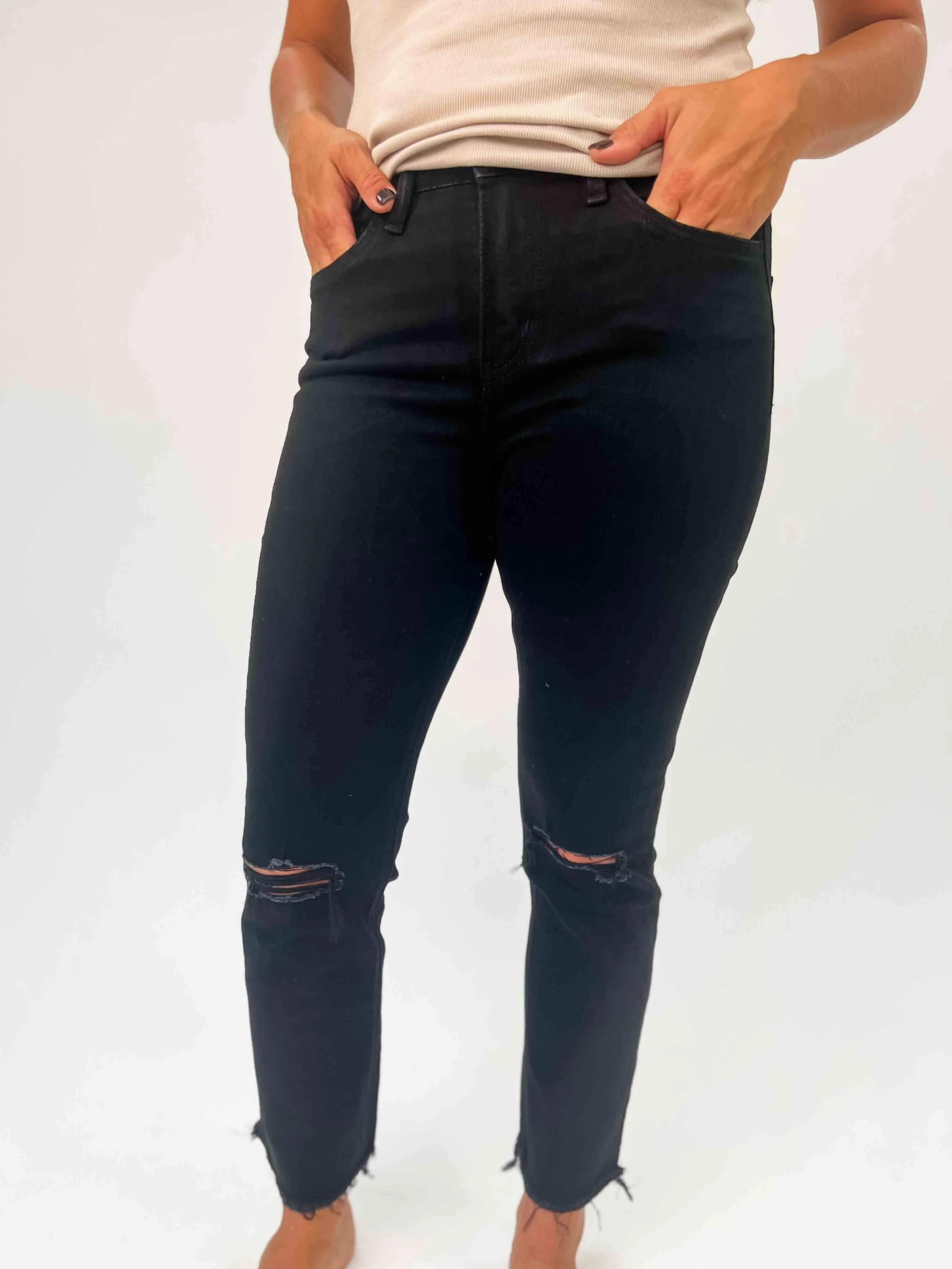 VERVET: JEANNE High Rise Crop Straight Jeans
