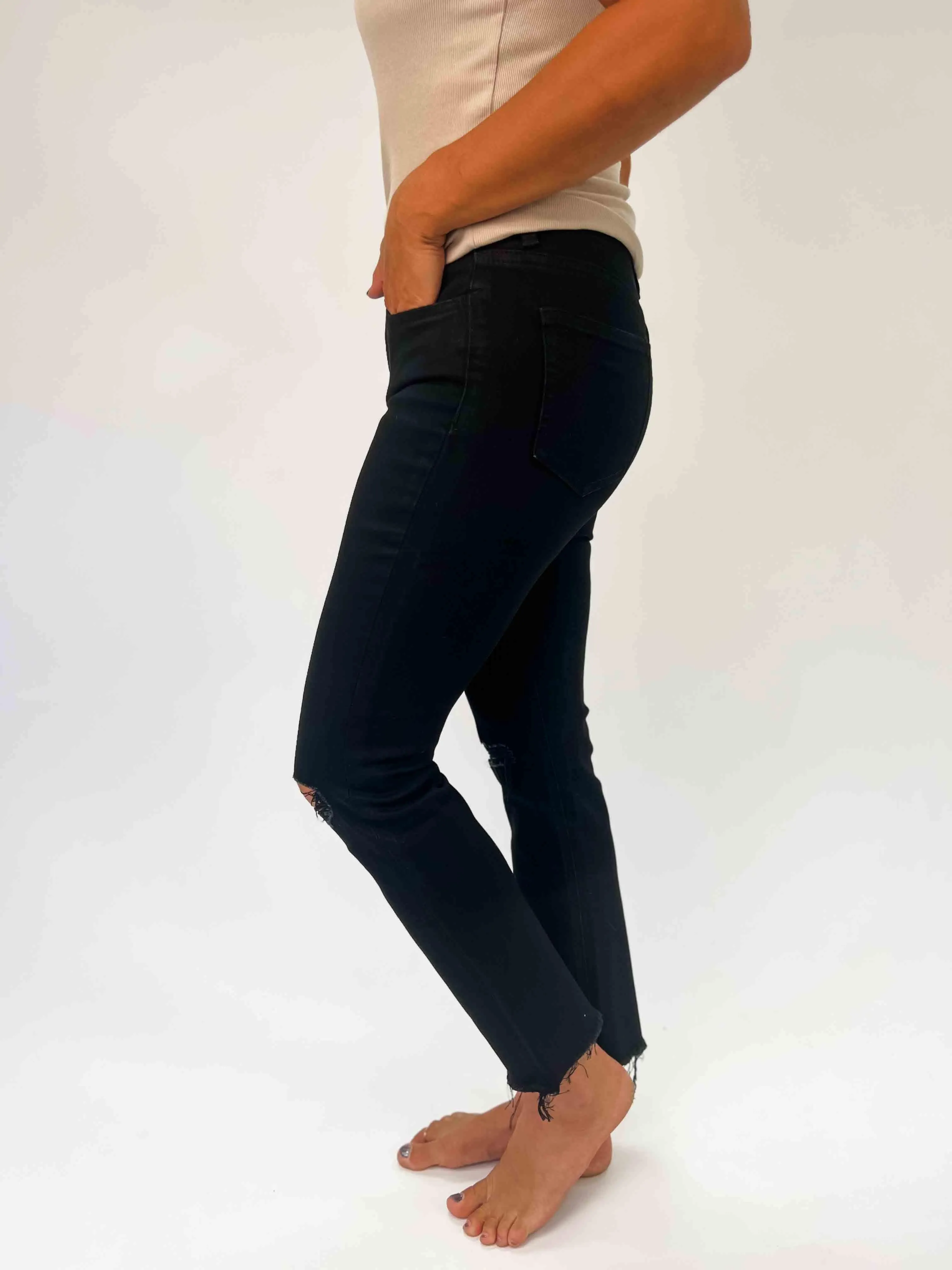 VERVET: JEANNE High Rise Crop Straight Jeans