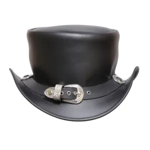 Western Black Leather Top Hat
