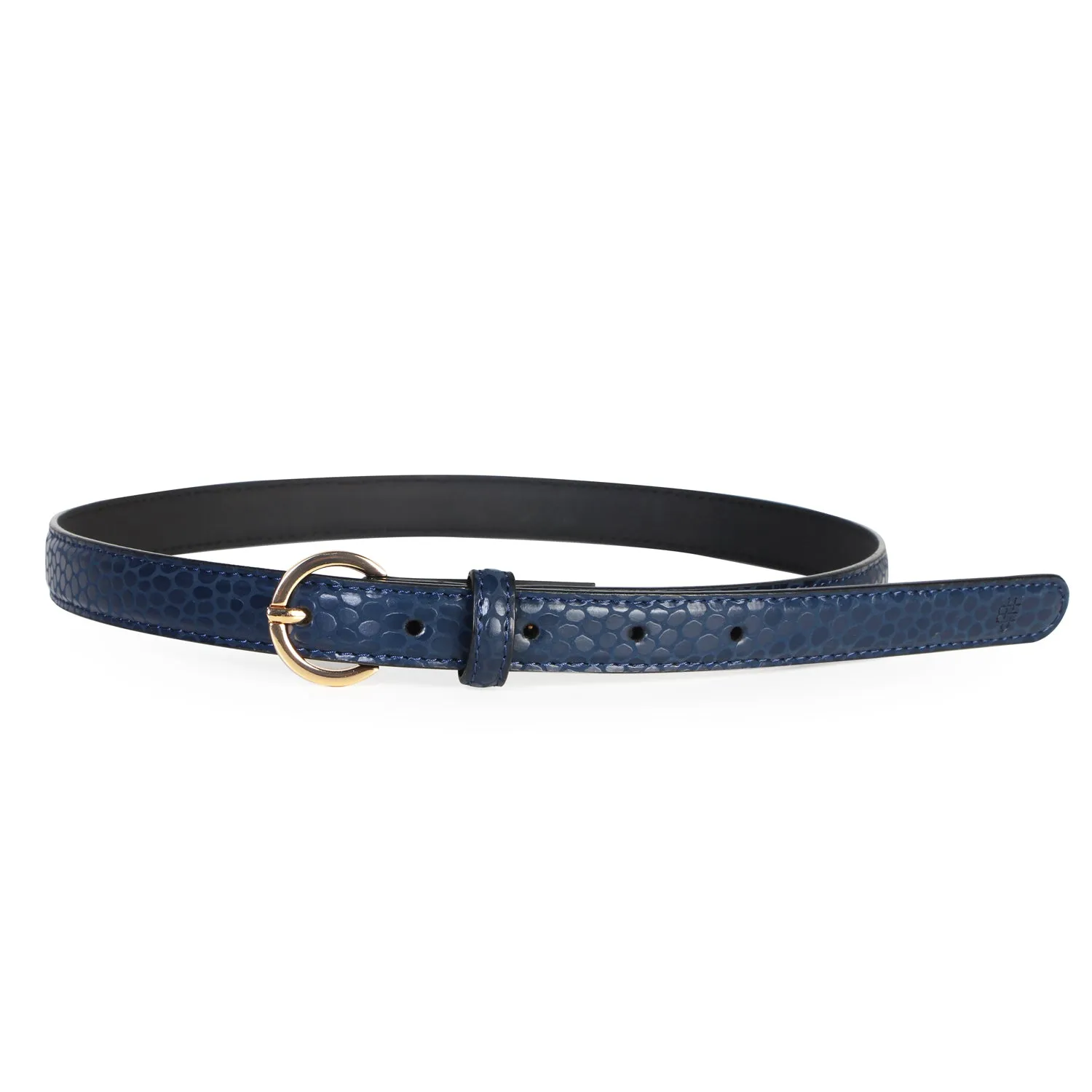 Women Slim Textured  Belt - Navy