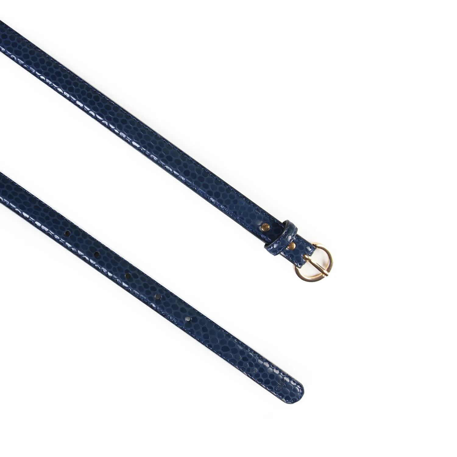 Women Slim Textured  Belt - Navy
