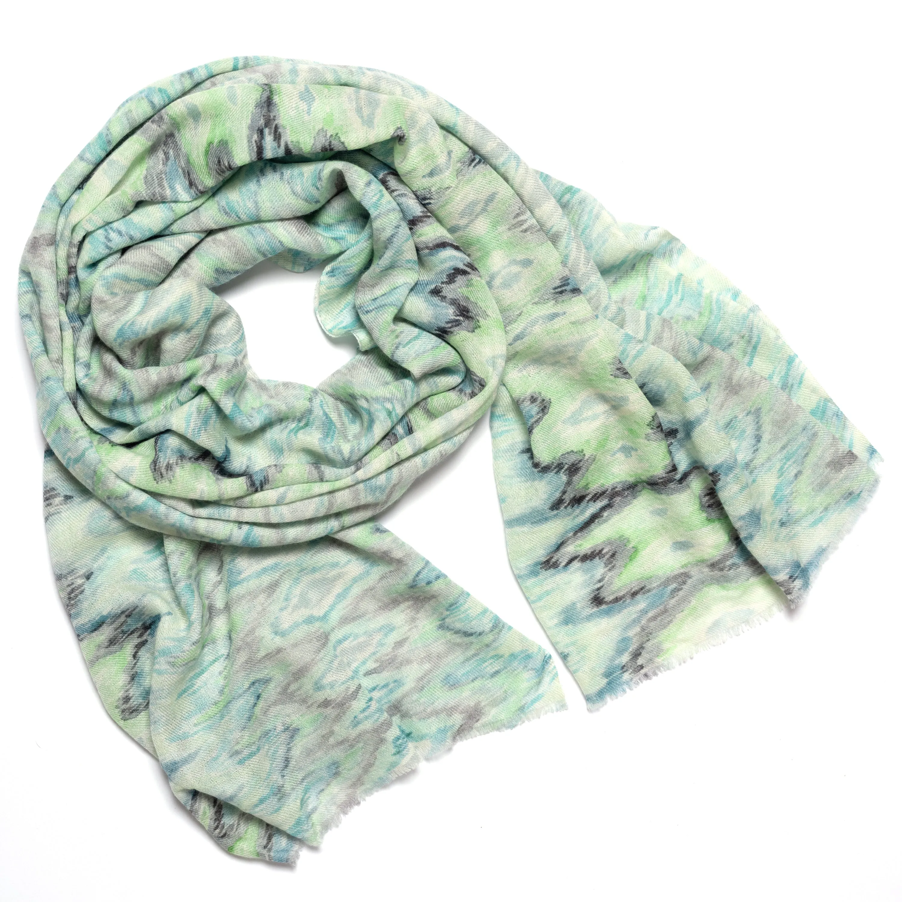 Wool Scarf- Flame in veridian