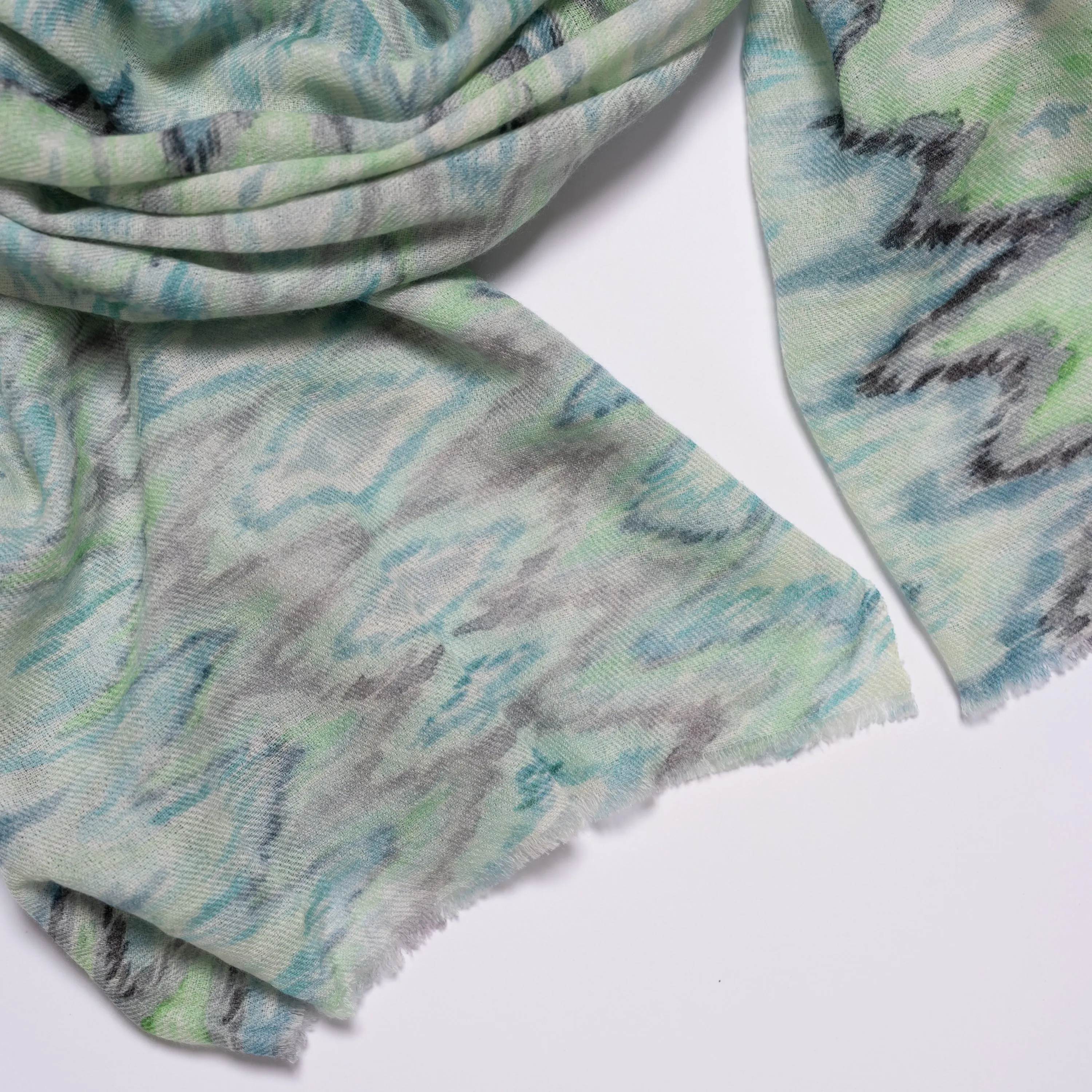 Wool Scarf- Flame in veridian