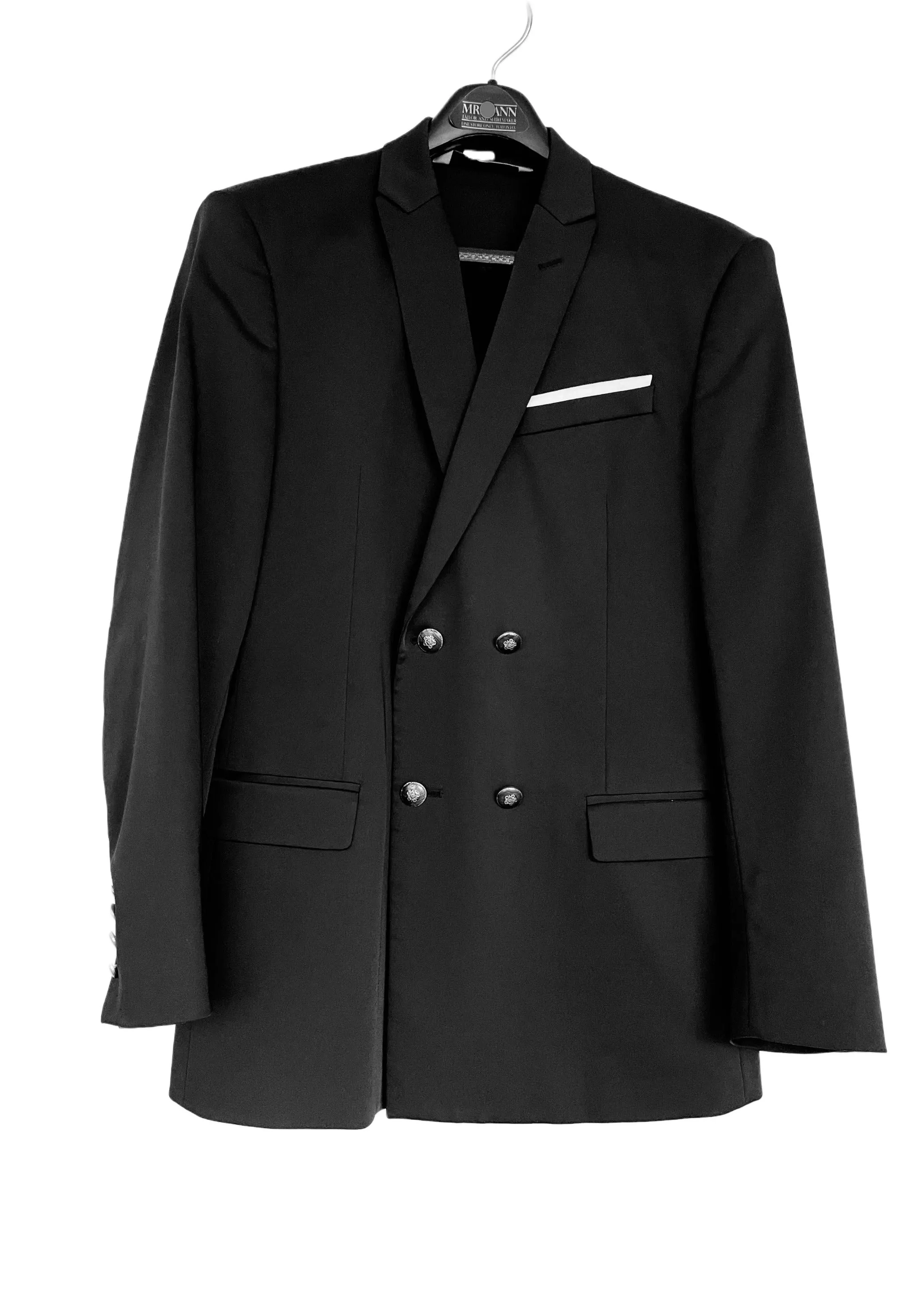 ZARA MAN black slim cut double breasted blazer w/ fooler pocket square, 40